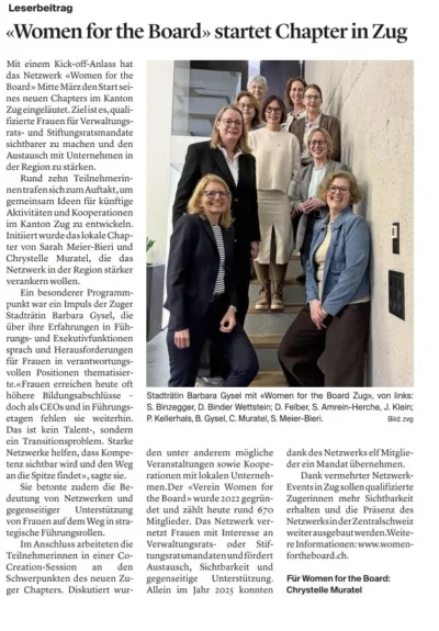 Chapter Zug in Zuger Zeitung